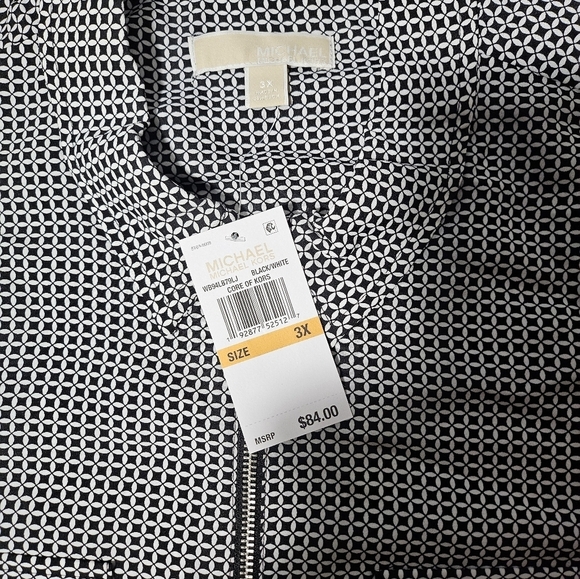 NEW Michael Kors Geometric Black White Full Zip-Up Blouse 3X - Picture 10 of 13
